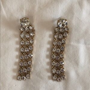 Gold and Silver Dangle Earrings with Crystals